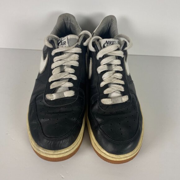 Nike Air Force 1 Sneakers Men's Sz 10 Shoes Black Seersucker Pack Low Pinstripe - Picture 4 of 14